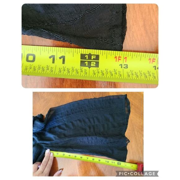 American Eagle Sheer Whimsigoth Top Small Goth Fairy Boho Black Bell Sleeve - Picture 11 of 12